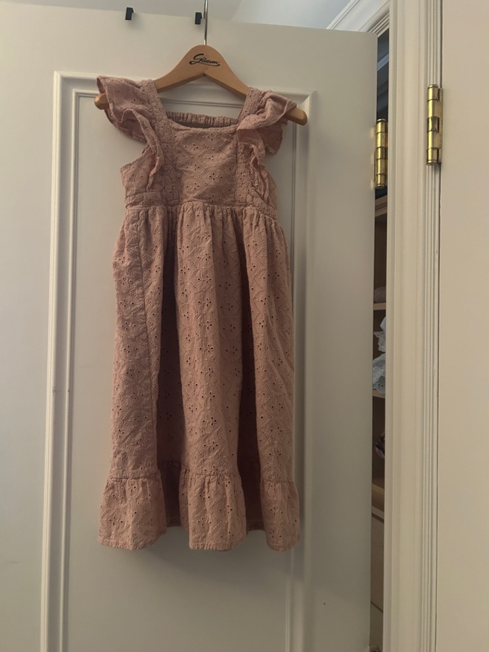 Noralee Girls' Eyelet Ruffle Sundress - Dusty Rose size 4